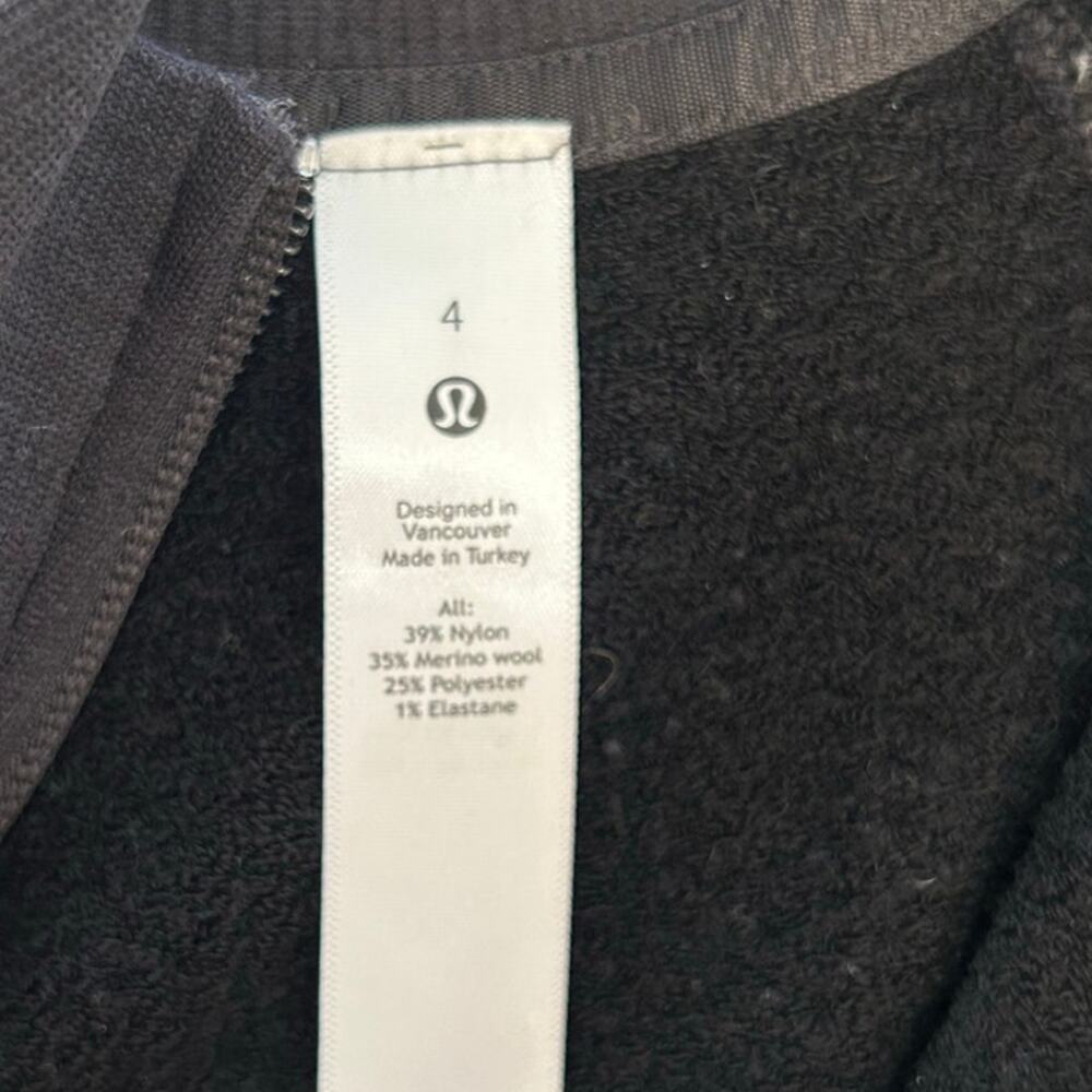 Lululemon Women's Black Wool Blend Quarter Zip Size 4 - Picture 6 of 7